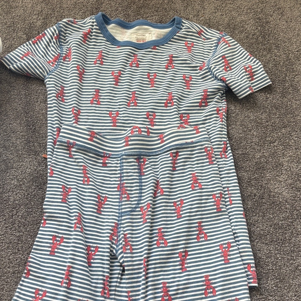 J. Crew Kids Pajama Set with Blue Stripes and Red Lobster Print